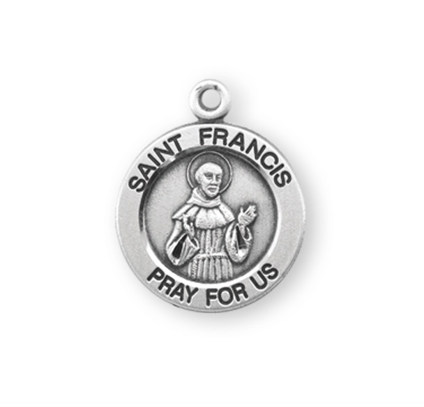 Patron Saint Francis of Assisi Round Sterling Silver Medal