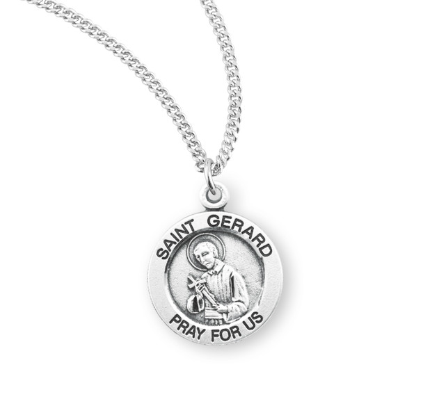 Patron Saint Gerard Round Sterling Silver Medal