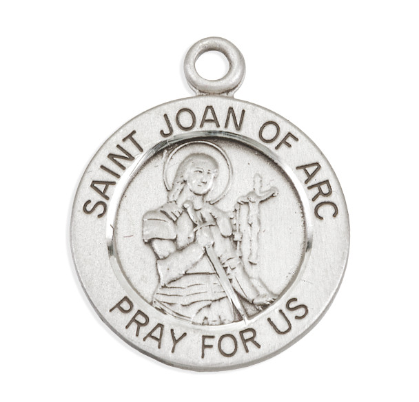 Patron Saint Joan of Arc Round Sterling Silver Medal