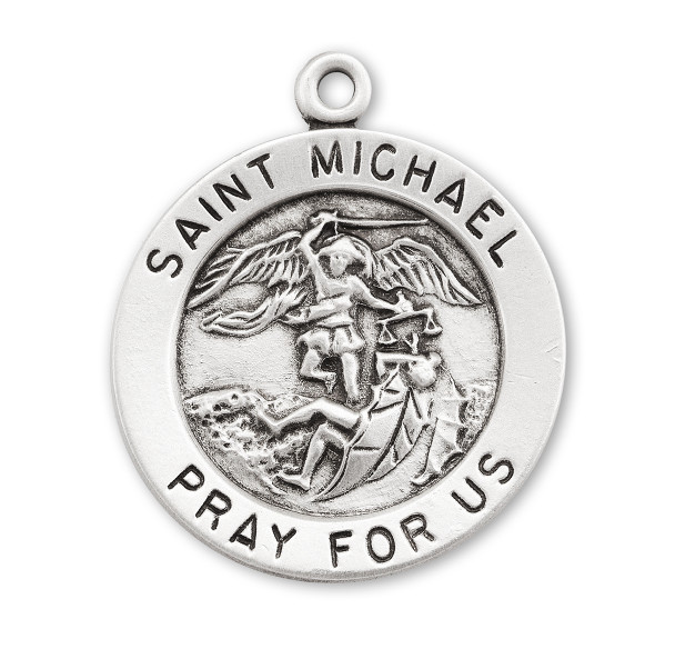 Patron Saint Michael the Archangel Round Sterling Silver Medal