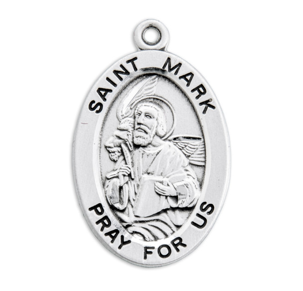 Patron Saint Mark Oval Sterling Silver Medal