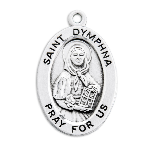 Patron Saint Dymphna Oval Sterling Silver Medal