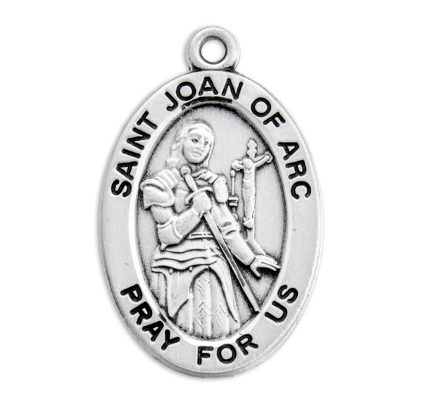 Patron Saint Joan of Arc Oval Sterling Silver Medal