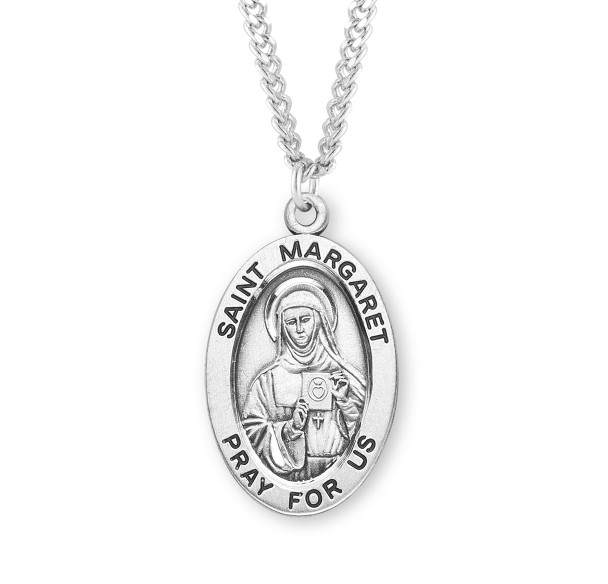 Patron Saint Margaret Oval Sterling Silver Medal