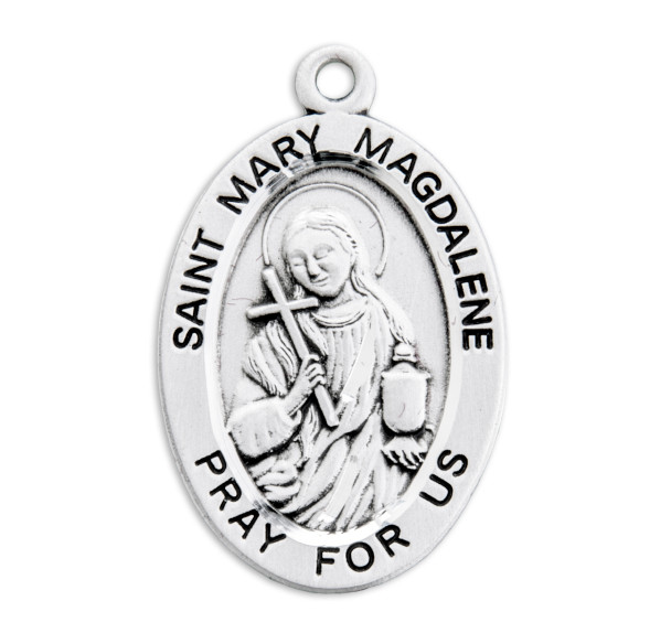 Patron Saint Mary Magdalene Oval Sterling Silver Medal