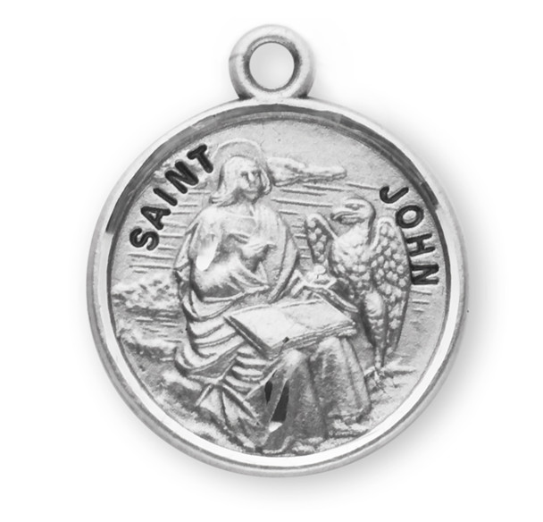 Patron Saint John the Evangelist Round Sterling Silver Medal