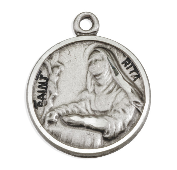 Patron Saint Rita Round Sterling Silver Medal