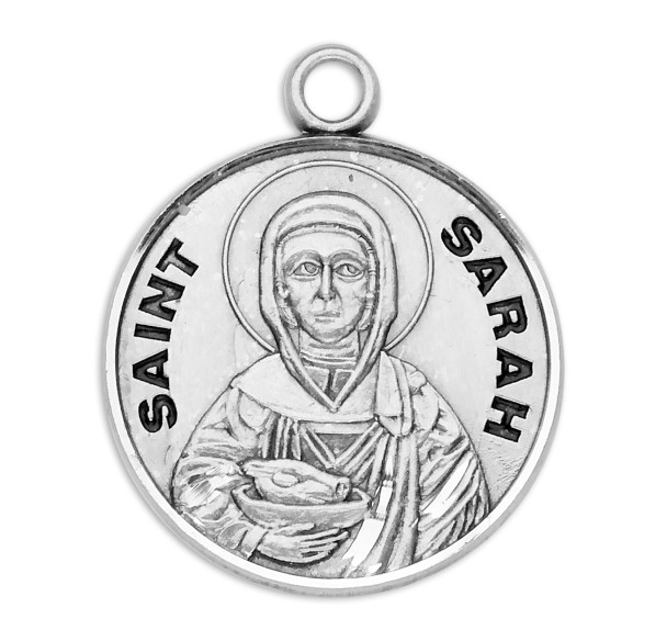 Patron Saint Sarah Round Sterling Silver Medal