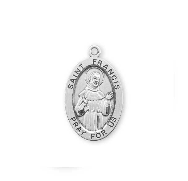 Patron Saint Francis of Assisi Oval Sterling Silver Medal Patron Saint Francis of Assisi Oval Sterling Silver Medal