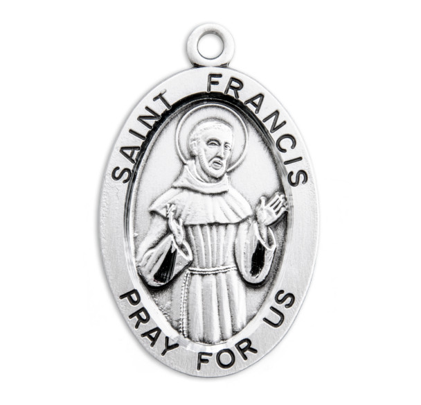 Patron Saint Francis of Assisi Oval Sterling Silver Medal