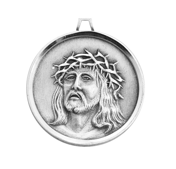 Sterling Silver Christ in Agony Round Medal