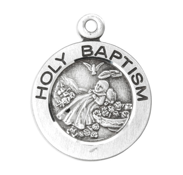 Holy Baptism Round Sterling Silver Medal