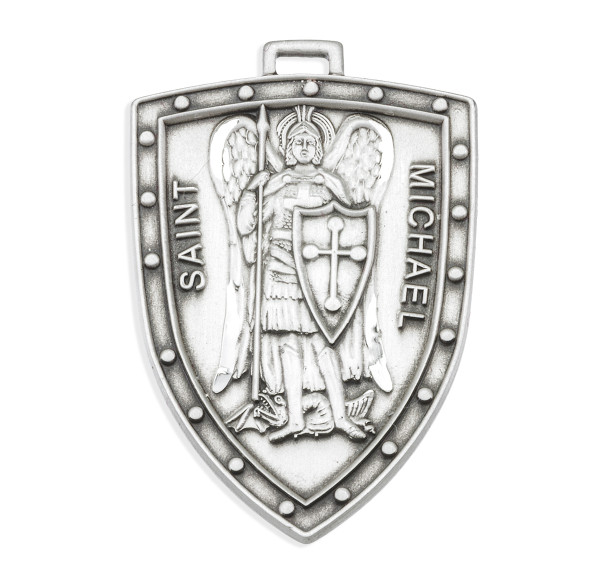 Saint Michael Sterling Silver Shield Medal Saint Michael Sterling Silver Shield Medal