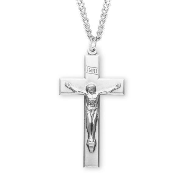 Beveled Edge Sterling Silver Crucifix