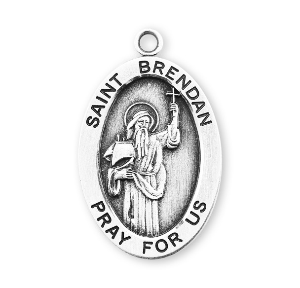 Patron Saint Brendan Oval Sterling Silver Medal