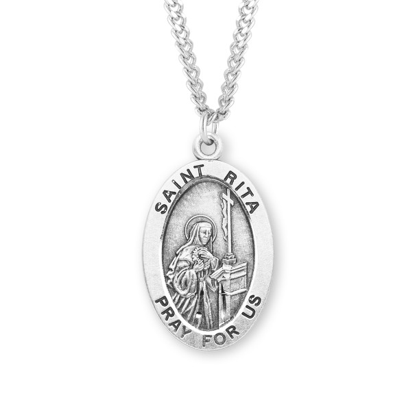 Patron Saint Rita Oval Sterling Silver Medal