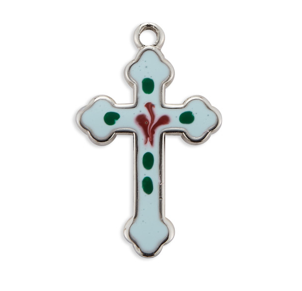 Sterling Silver Blue Enameled Cross