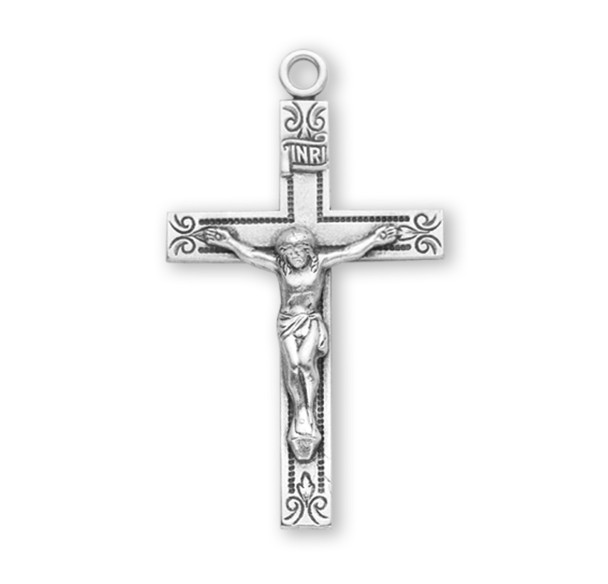 Swirl Design Sterling Silver Crucifix