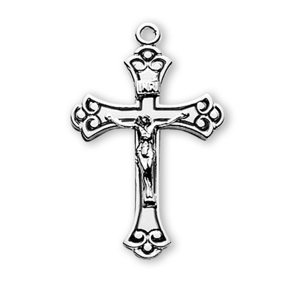 Sterling Silver Black Enameled Crucifix