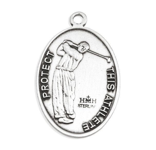 Saint Christopher Oval Sterling Silver Golf Male Athlete Medal