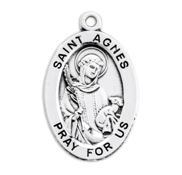 Patron Saint Agnes Oval Sterling Silver Medal