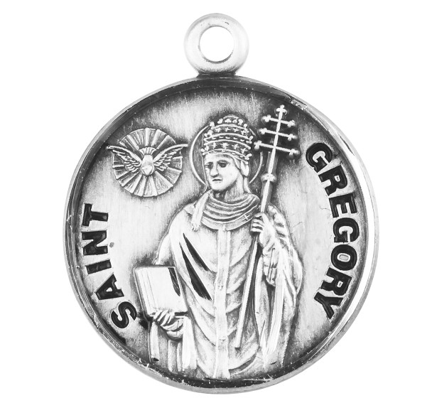 Patron Saint Gregory Round Sterling Silver Medal Patron Saint Gregory Round Sterling Silver Medal