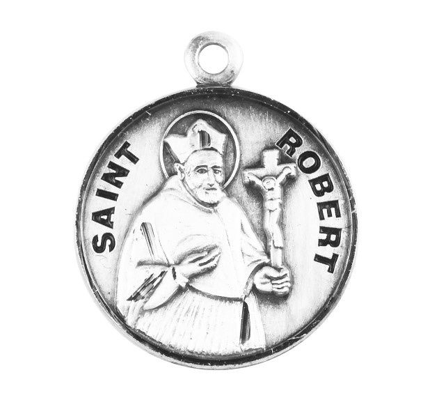 Patron Saint Robert Round Sterling Silver Medal