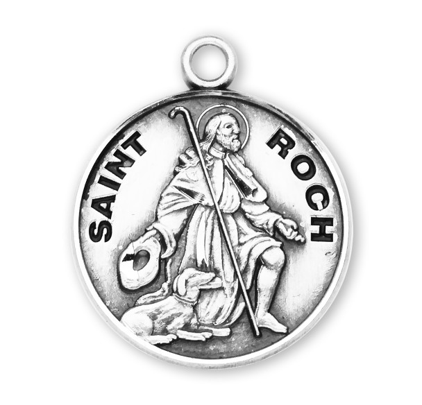 Patron Saint Roch Round Sterling Silver Medal