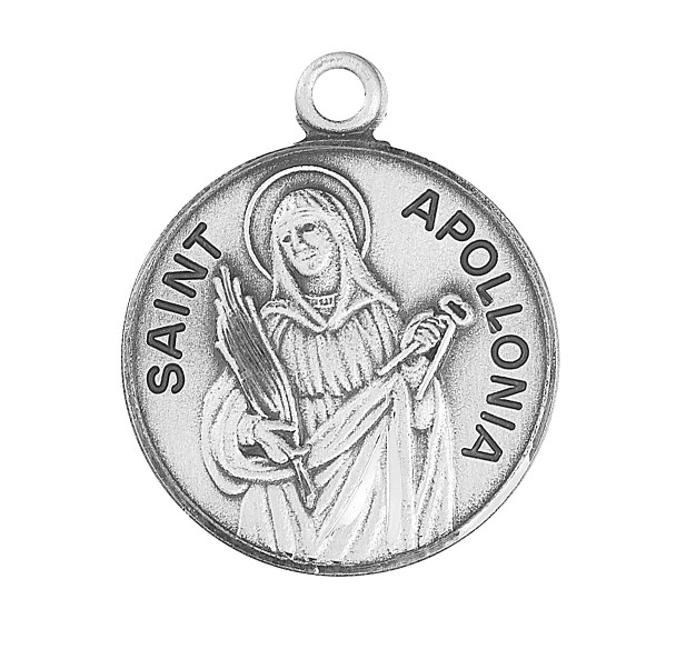 Patron Saint Apollonia Round Sterling Silver Medal