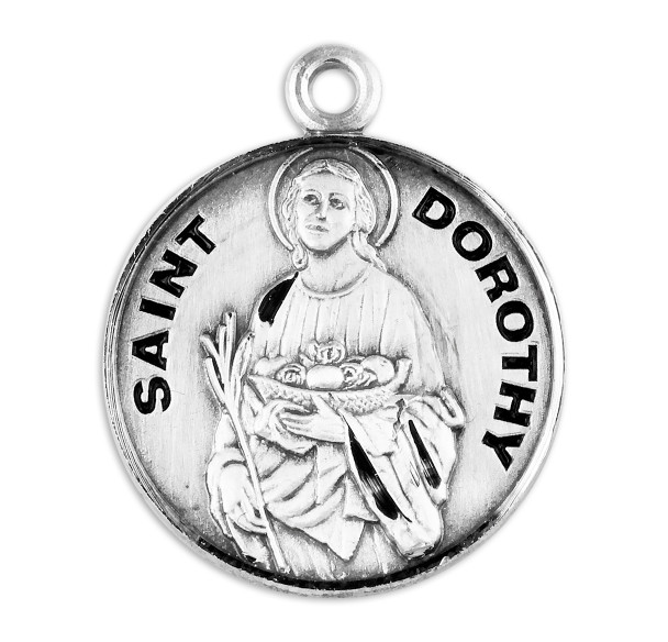 Patron Saint Dorothy Round Sterling Silver Medal