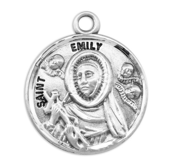 Patron Saint Emily Round Sterling Silver Medal