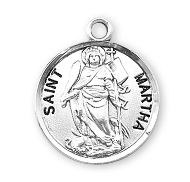 Patron Saint Martha Round Sterling Silver Medal