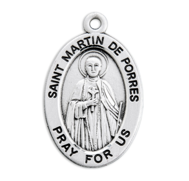 Patron Saint Martin De Porres Oval Sterling Silver Medal