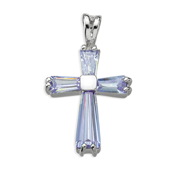 Light Amethyst Zirconia Cross Pendant