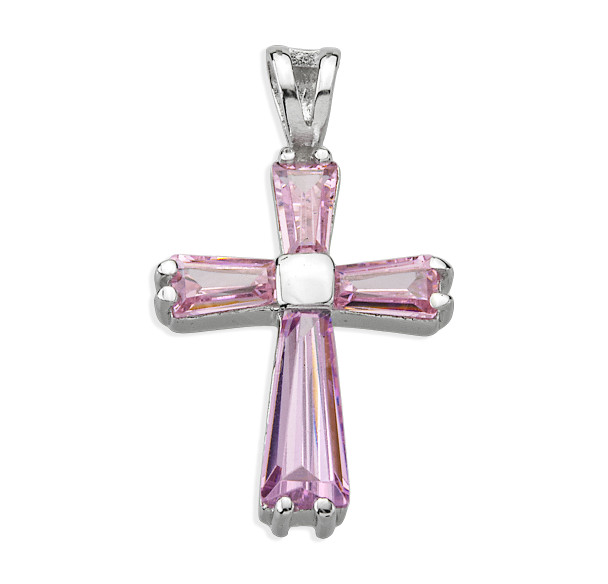 Pink Zirconia Cross Pendant