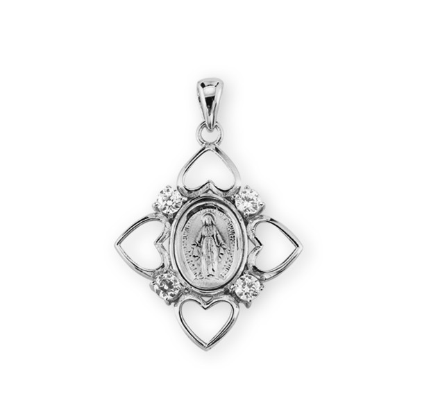 Sterling Silver Crystal Cubic Zirconia "CZ" Miraculous Medal