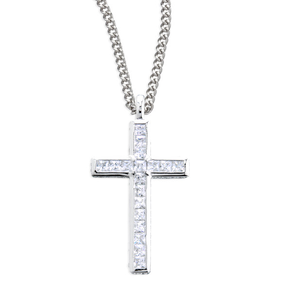 Sterling Silver Simple Cross with CZ Settings