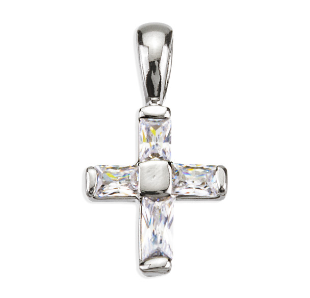 Sterling Silver Small Cross with CZ Settings