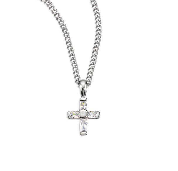 Sterling Silver Small Cross with CZ Settings