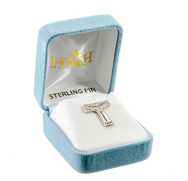 Saint Francis of Assisi "Tau" Sterling Silver Cross Lapel Pin