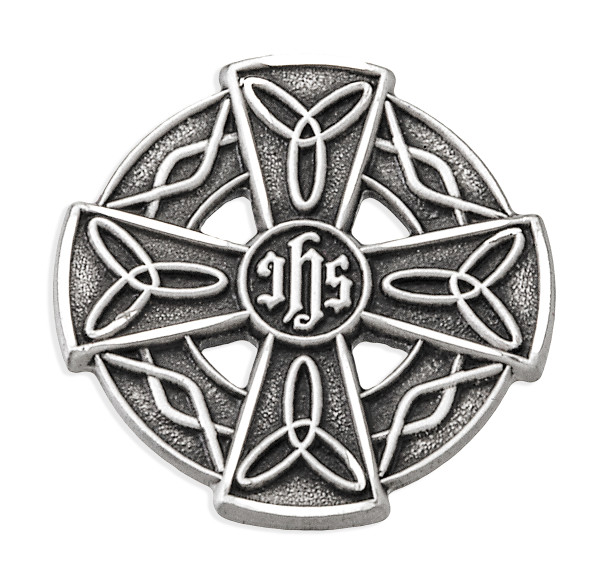 Sterling Silver Irish Celtic Cross Lapel Pin