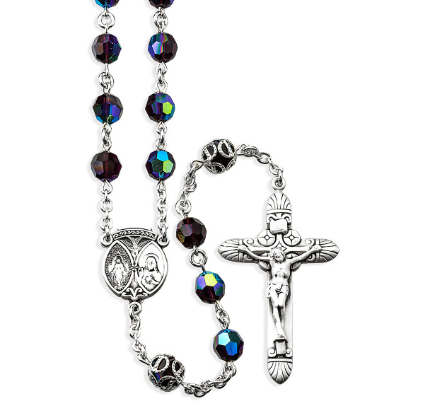 7mm Dark Amethyst Czech Crystal Beads with Double Capped O.F. Beads 7mm Dark Amethyst Czech Crystal Beads with Double Capped O.F. Beads