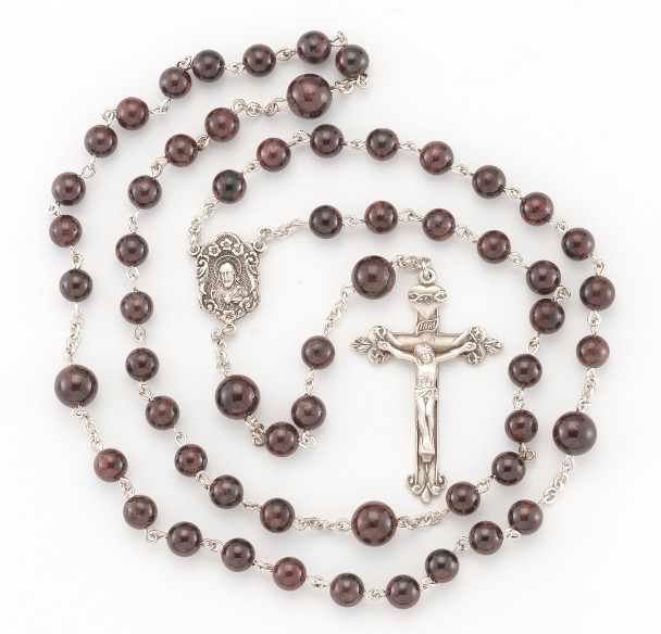 6mm Round Garnet Beads with 8mm Round Garnet O.F. Beads