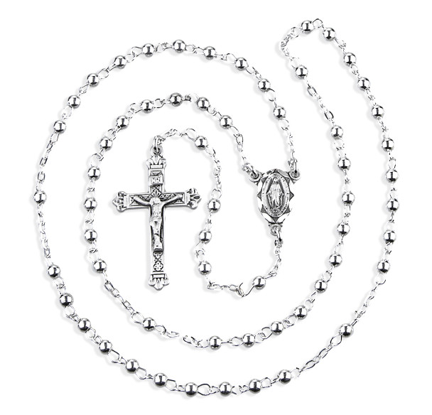 3mm High Polished Round Sterling Rosary
