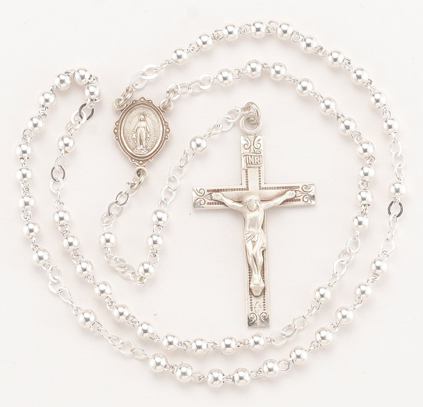 3.5mm High Polished Sterling Silver Rosary