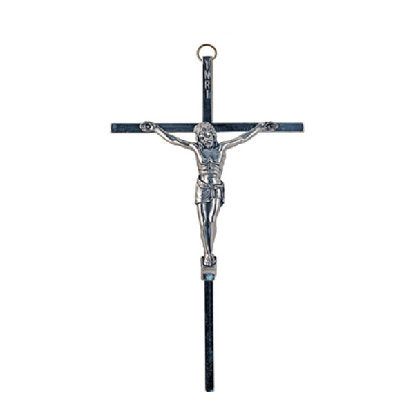 Crucifix 8 inch Silver with Silver Corpus