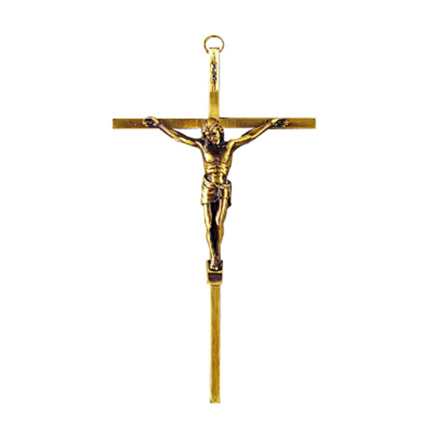 Cross 8in Brass With Gold Corpus