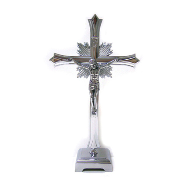 Crucifix With Base Silver 9in