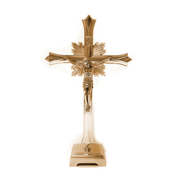 Crucifix With Base Gold Tone 9in