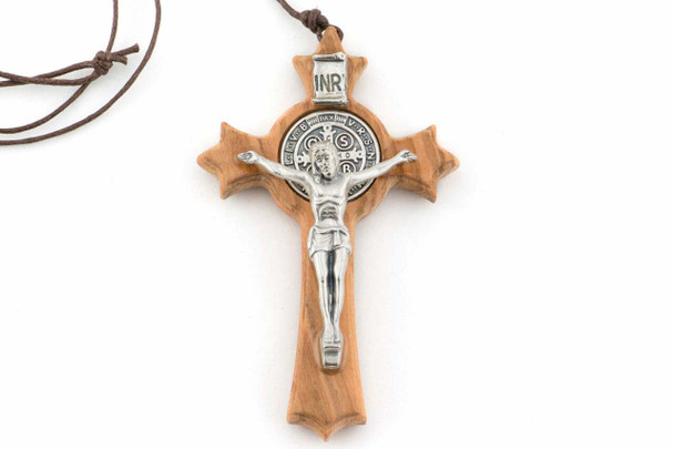 St. Benedict Olive Wood Cross 3" St. Benedict Olive Wood Cross 3"